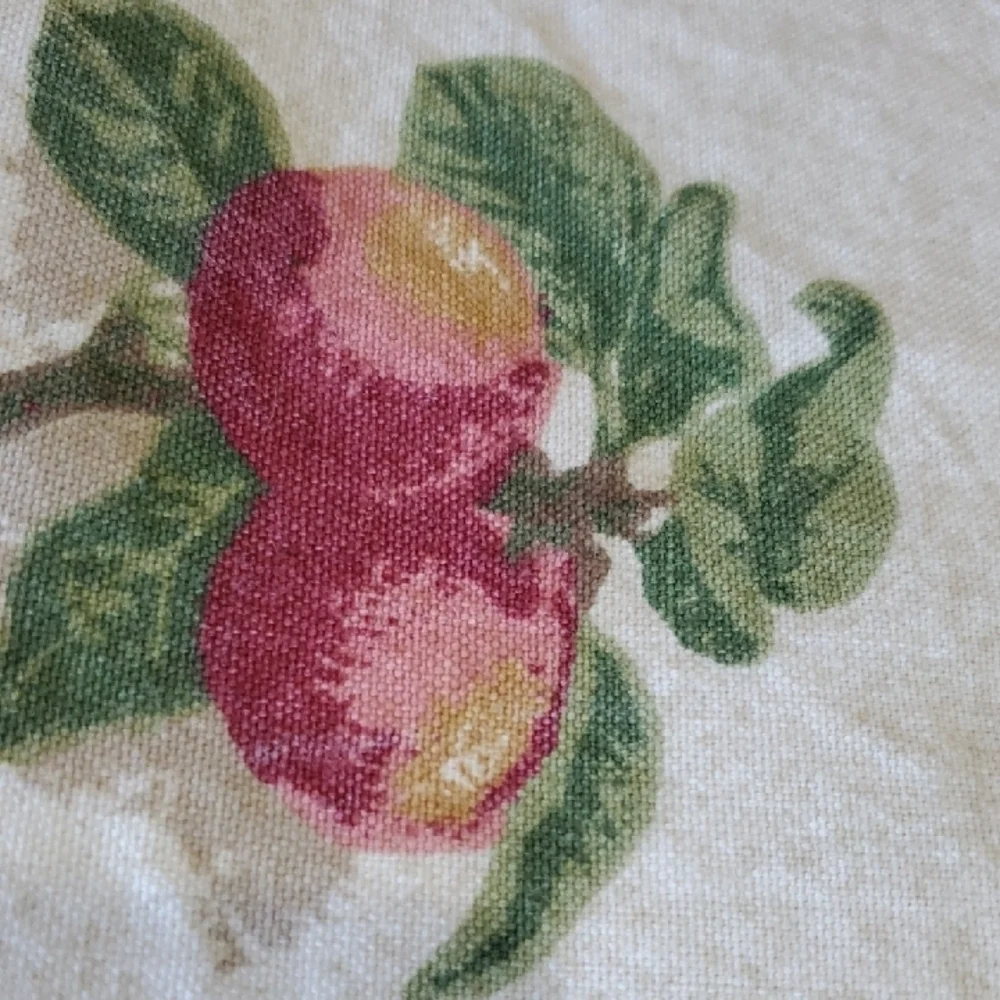 Longaberger Homestead-Fruit Medely Pattern Curtains 3 Panels Valance